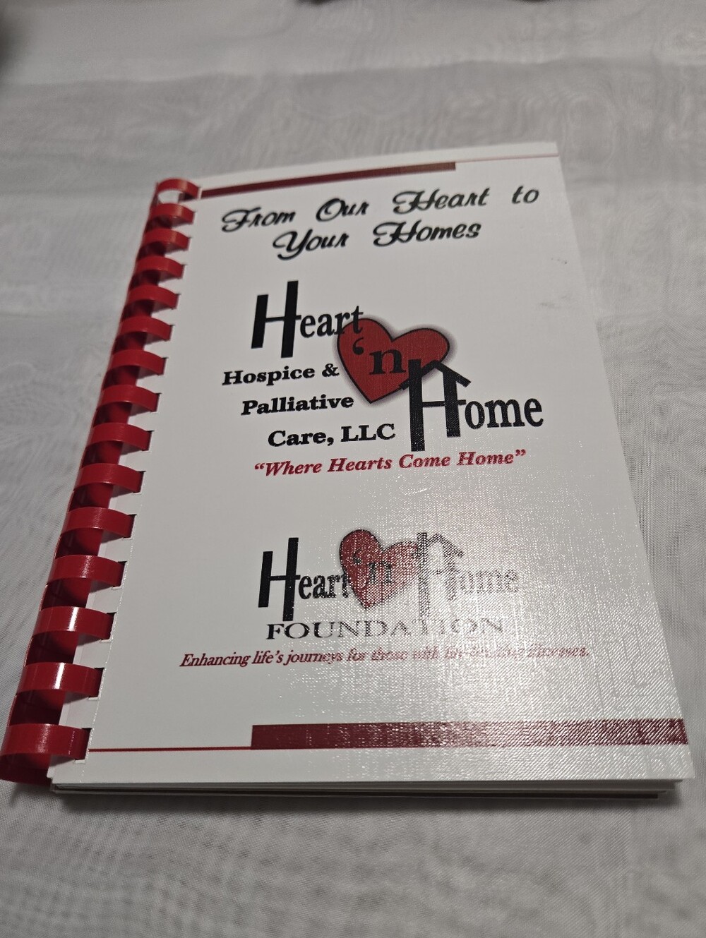 Heart n Home Hospice & Palliative Care Spiral Cookbook - White & Red